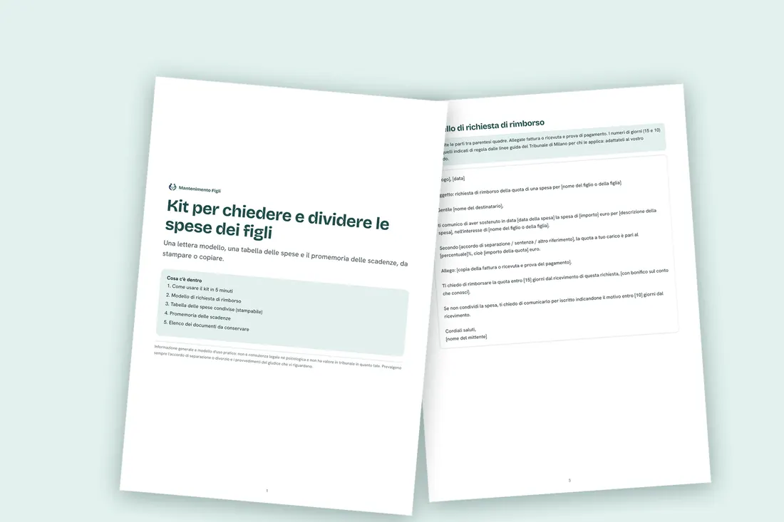Anteprima del kit gratuito in PDF: copertina e pagina con il modello di richiesta di rimborso